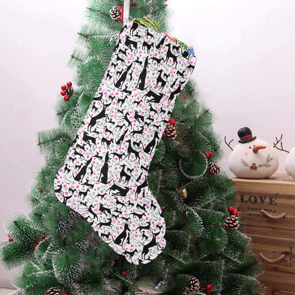 Greyhound Pattern Print Design 02 Christmas Stocking