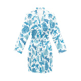 Coral Reef Pattern Print Design 01 Women's Long Sleeve Belted Night Robe