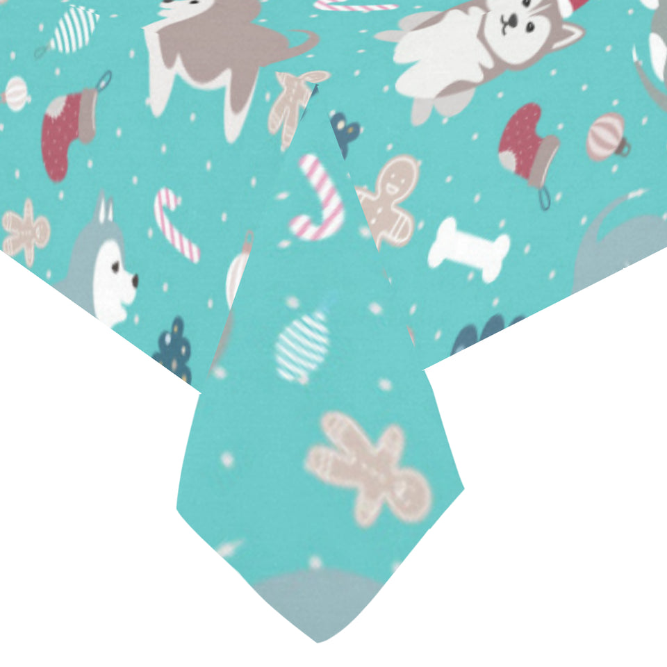 Christmas cute siberian husky puppie pattern Tablecloth