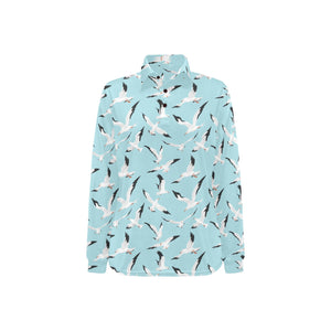 Seagull Pattern Print Design 01 Women's Long Sleeve Polo Shirt