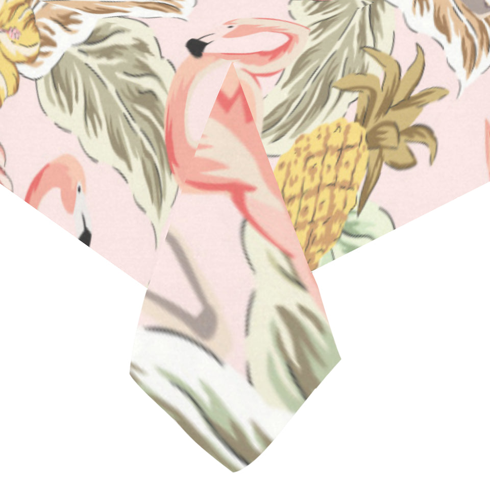 Pink flamingo birds pineapples hibiscus flower pat Tablecloth