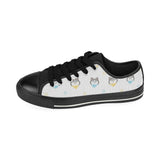 Cute Siberian Husky pattern Men's Low Top Canvas Shoes Black