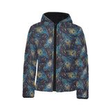 Beautiful peacock feather pattern Kids' Boys' Girls' Padded Hooded Jacket