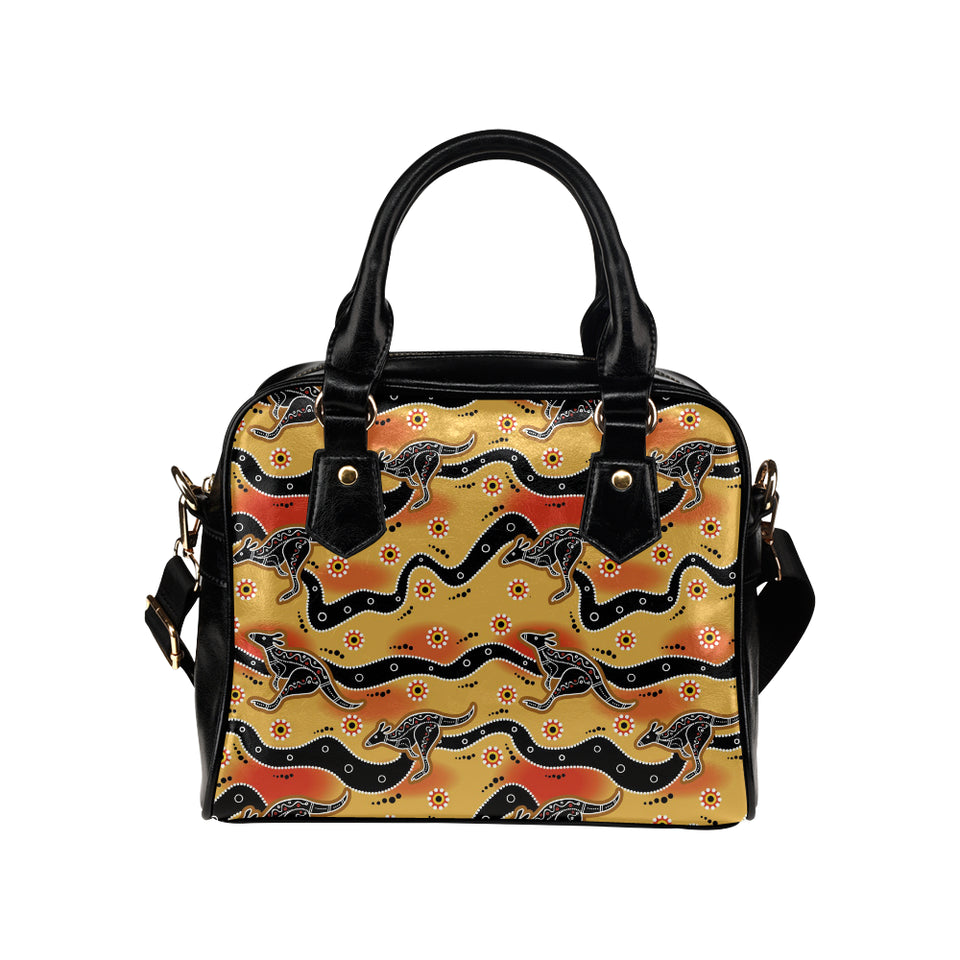 Kangaroo Australian aboriginal art pattern Shoulder Handbag