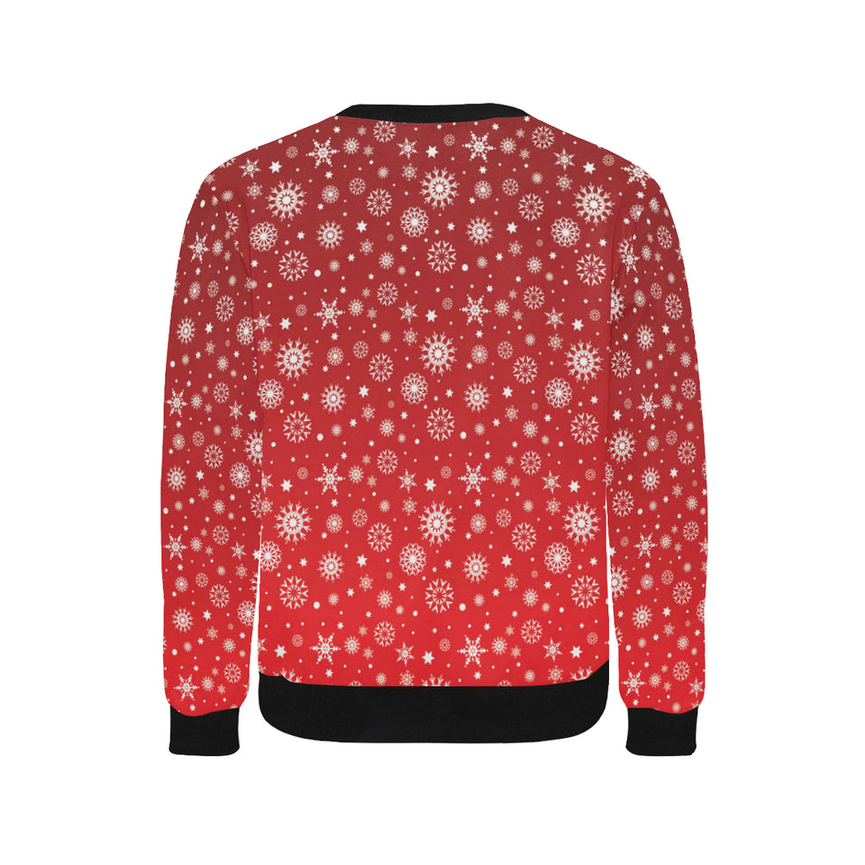 Snowflake pattern red background Men's Crew Neck Sweatshirt