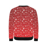 Snowflake pattern red background Men's Crew Neck Sweatshirt