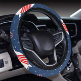 Cute sea lion seal christmas hat candy cane heart Car Steering Wheel Cover