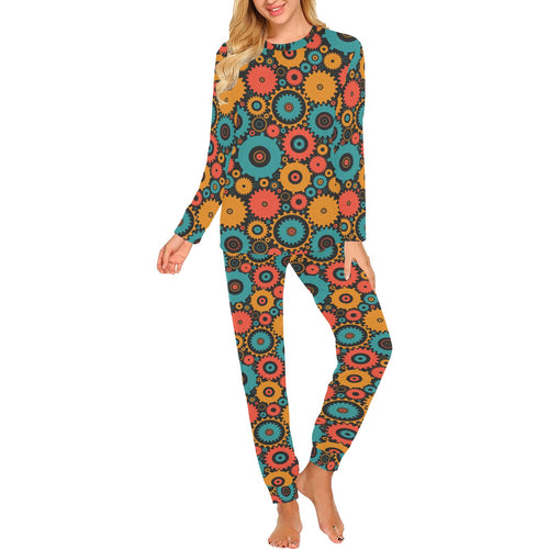 Gear Pattern Print Design 01 Women's All Over Print Pajama Set