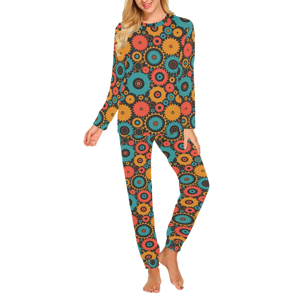 Gear Pattern Print Design 01 Women's All Over Print Pajama Set