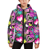 heart dot wave star creative design pattern Kids' Boys' Girls' Padded Hooded Jacket