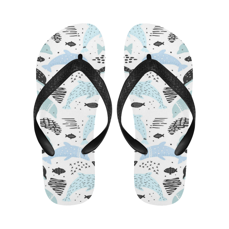 Cute dolphins Childish Style pattern Unisex Flip Flops