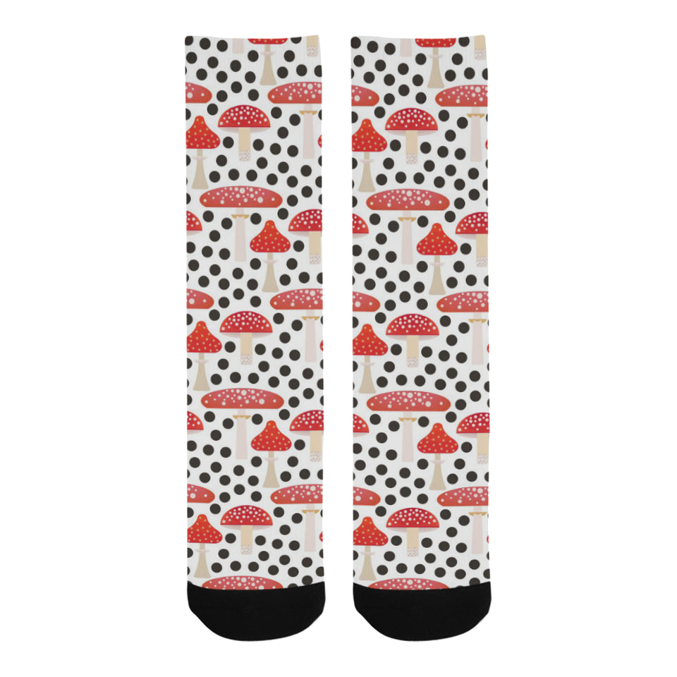 Red mushroom dot pattern Crew Socks