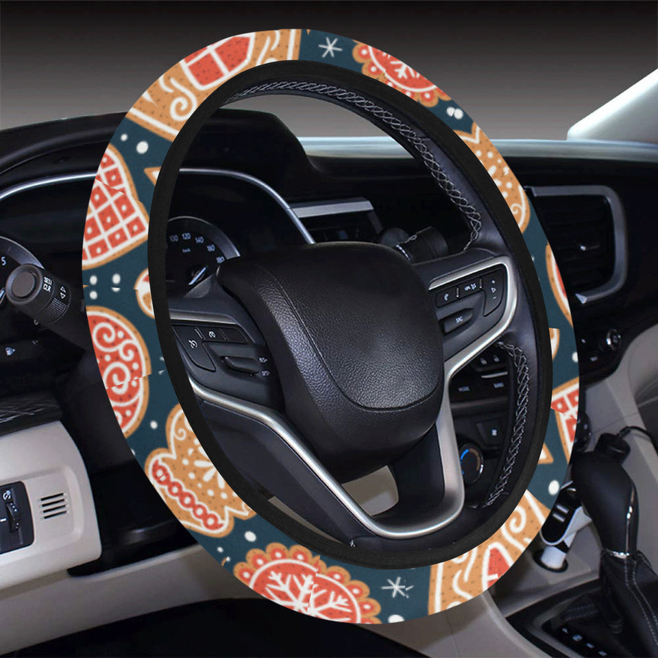 Christmas gingerbread cookie pattern Car Steering Wheel Cover