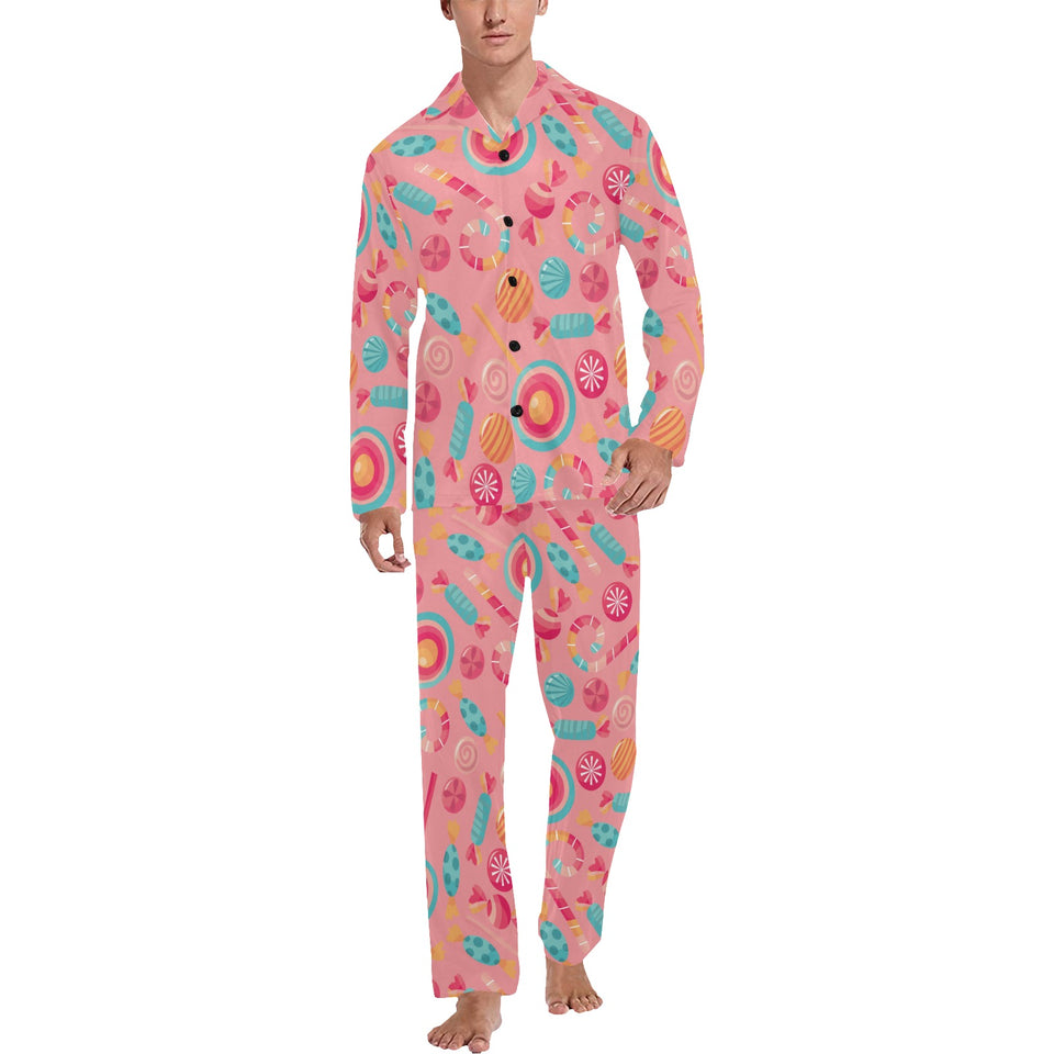 Colorful candy pattern Men's Long Pajama Set