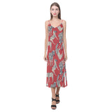 Zebra abstract red background V-Neck Open Fork Long Dress