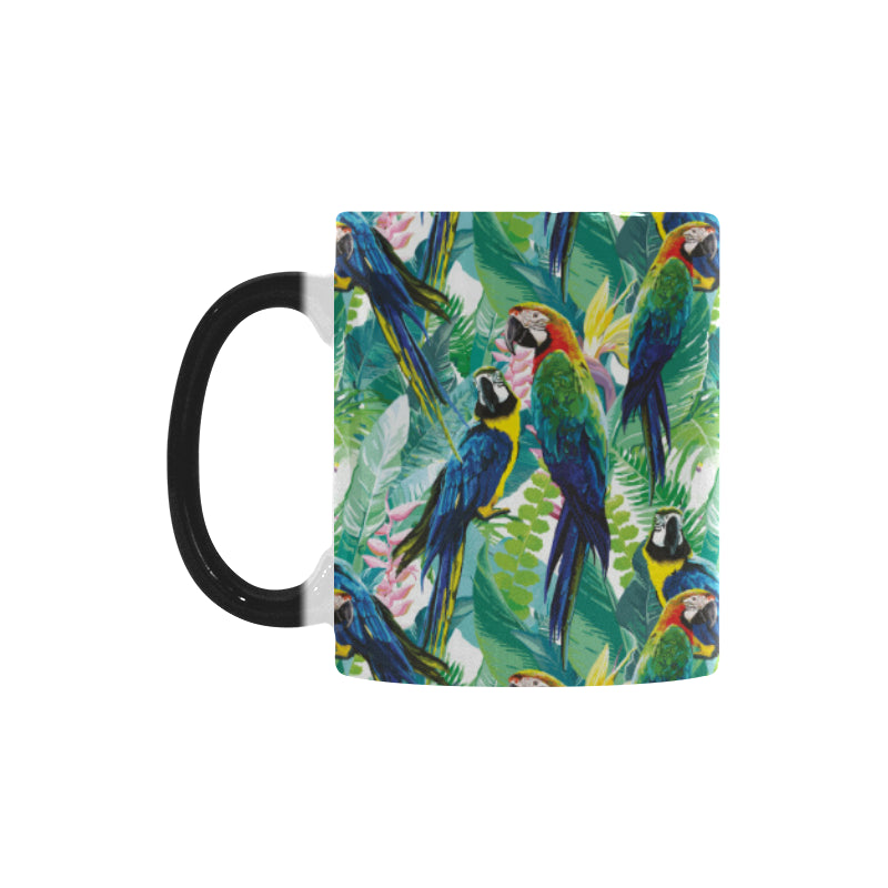 Colorful parrot exotic flower leaves Morphing Mug Heat Changing Mug