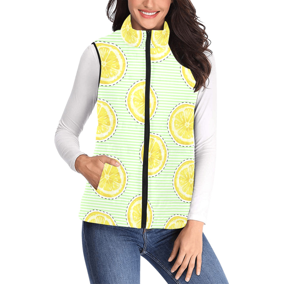 slice of lemon pattern Women's Padded Vest