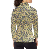 arabic star gold pattern Women's Long Sleeve Polo Shirt
