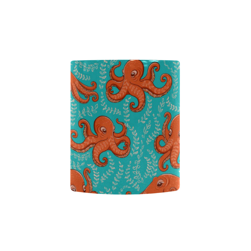 Octopus turquoise background Morphing Mug Heat Changing Mug