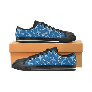 Airplane pattern in the sky Kids' Boys' Girls' Low Top Canvas Shoes Black