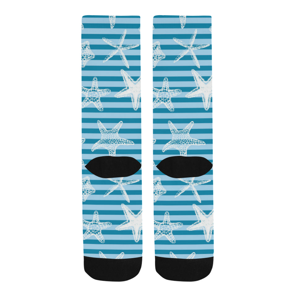 Starfish blue blackground Crew Socks