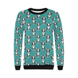 Hand drawn boston terrier dog pattern Women's Crew Neck Sweatshirt