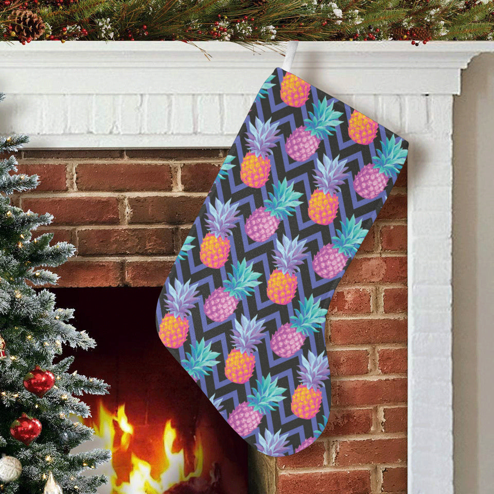Pineapples pattern zigzag background Christmas Stocking