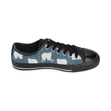 polar bear mother her child pattern Men's Low Top Canvas Shoes Black