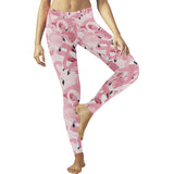 Pink flamingos pattern background Women's Legging Fulfilled In US