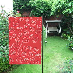 sushi pattern red background House Flag Garden Flag