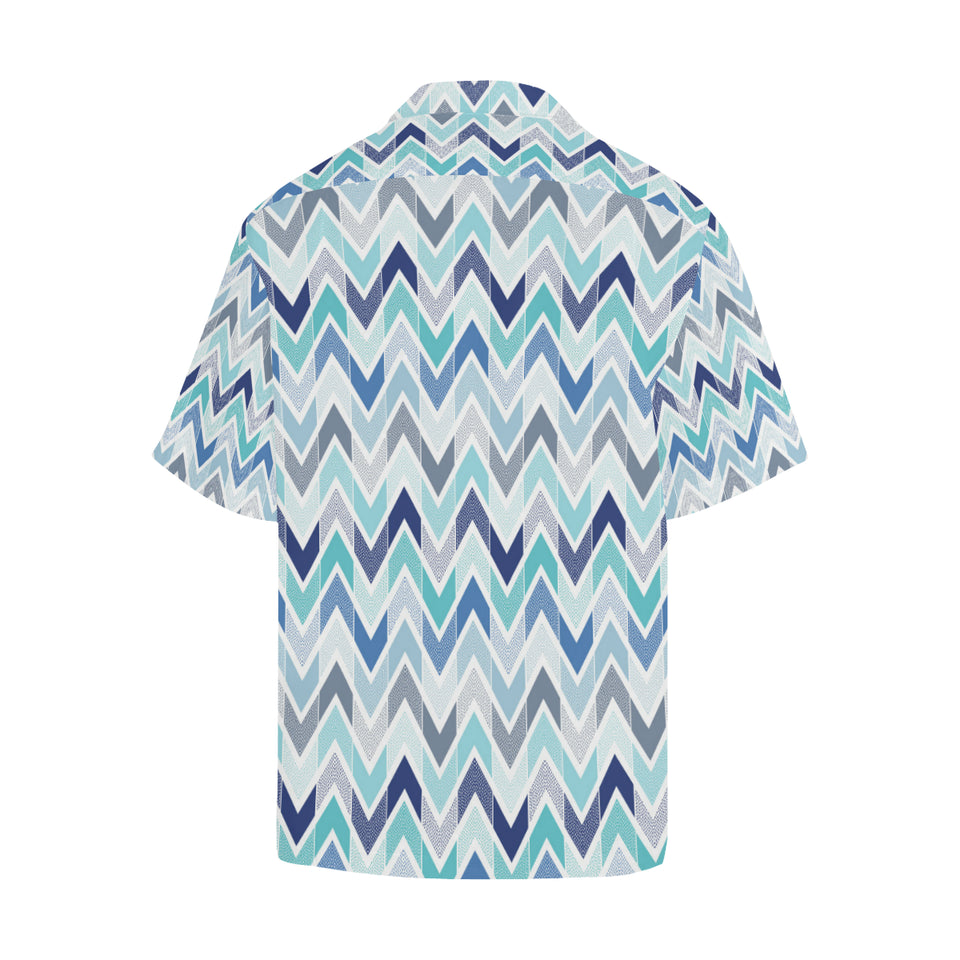 zigzag  chevron blue pattern Men's All Over Print Hawaiian Shirt