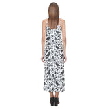 Crow dark floral pattern V-Neck Open Fork Long Dress