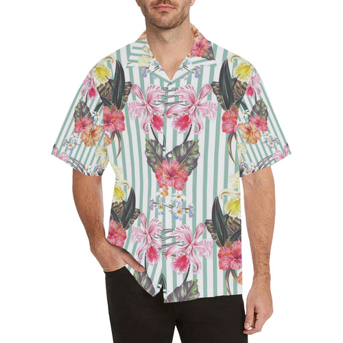 Colorful orchid flower pattern Men's All Over Print Hawaiian Shirt