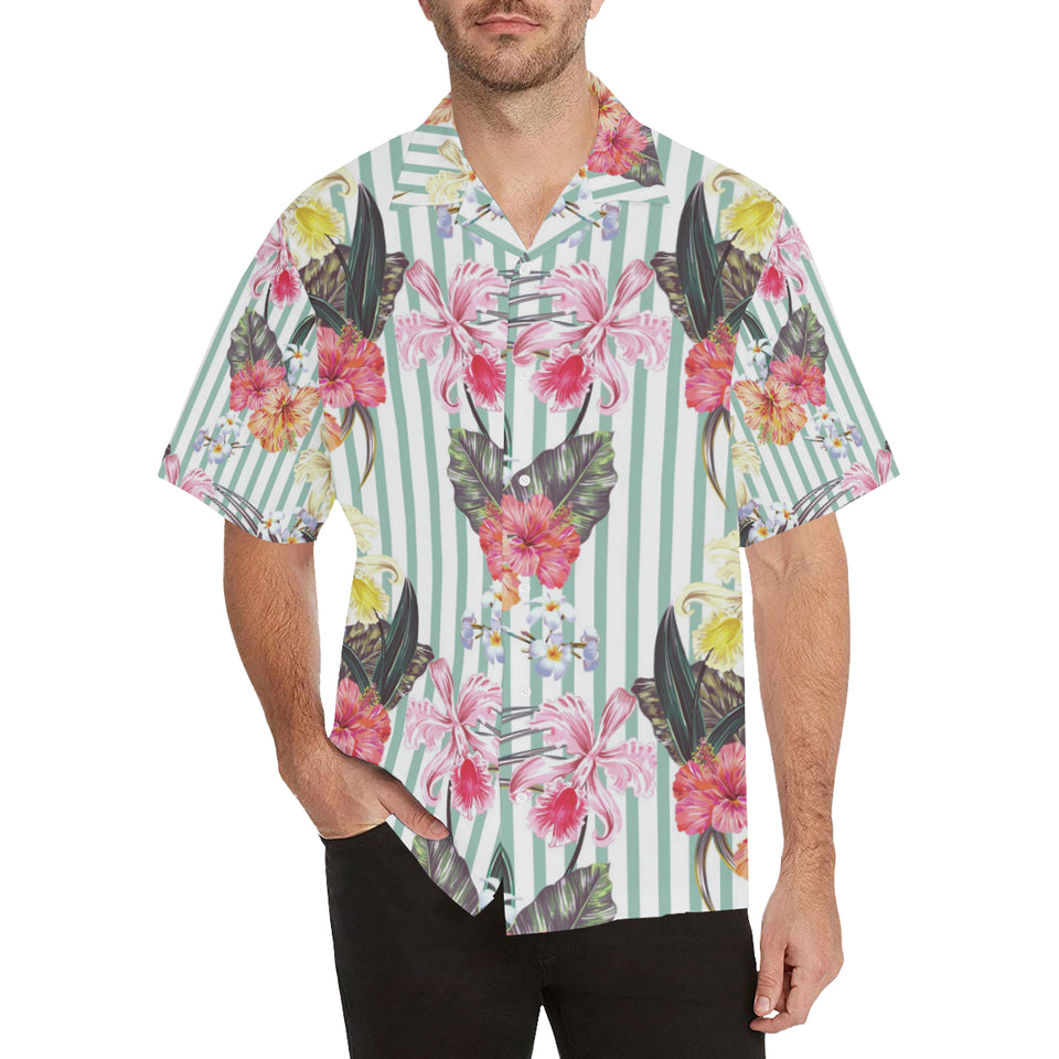 Colorful orchid flower pattern Men's All Over Print Hawaiian Shirt