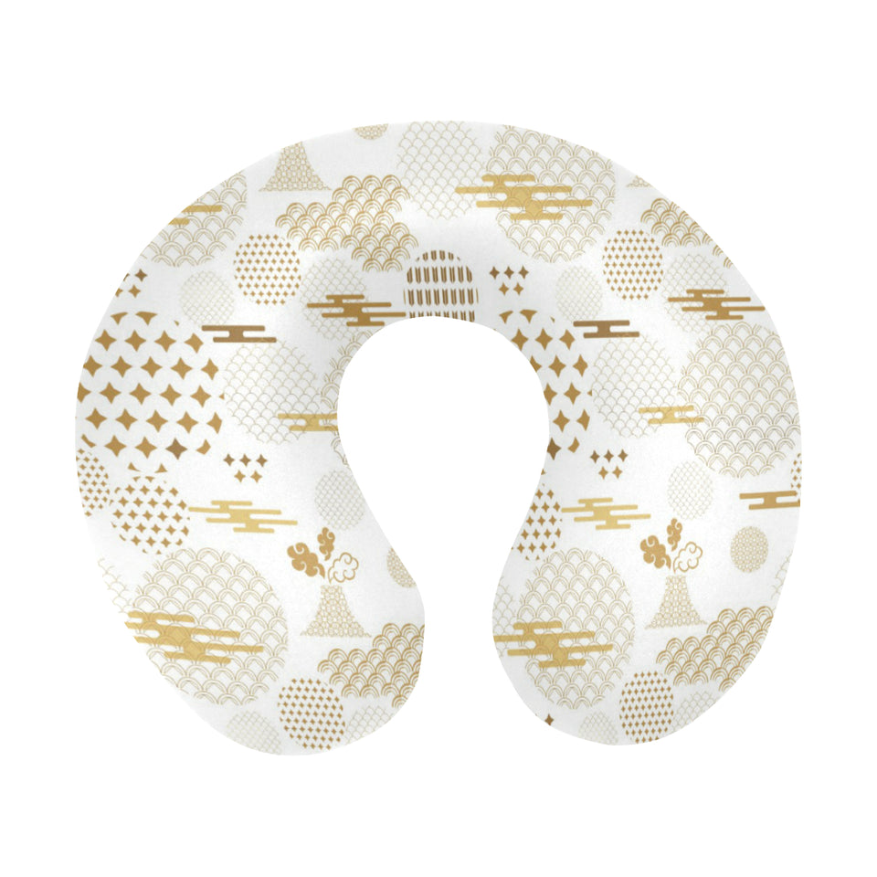 Beautiful gold japanese pattern U-Shaped Travel Neck Pillow