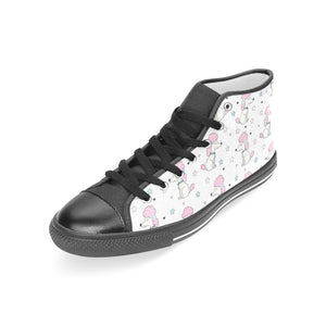 Cute poodle dog star pattern Women's High Top Canvas Shoes Black