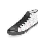 Cute poodle dog star pattern Women's High Top Canvas Shoes Black