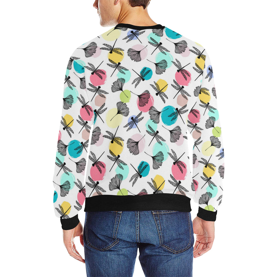 Dragonflies ginkgo leaves pattern Men's Crew Neck Sweatshirt