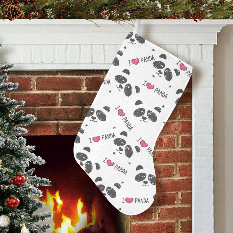 Hand Drawn faces of pandas pattern Christmas Stocking