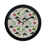 Cute dinosaurs pattern Elegant Black Wall Clock