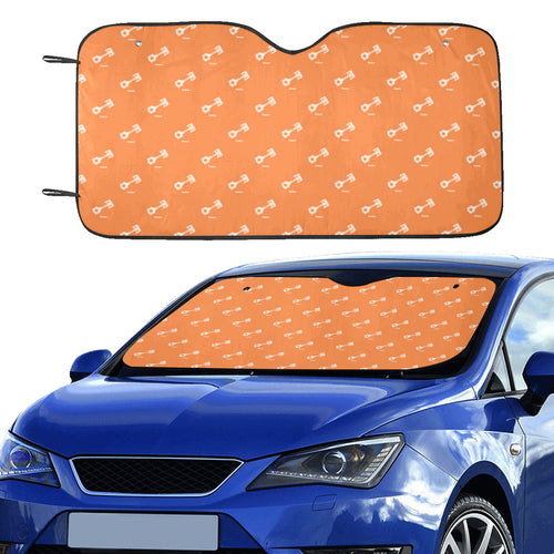 Engine Piston Orange Background Pattern Print Desi Car Sun Shade