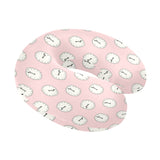 Clock pattern pink blackground U-Shaped Travel Neck Pillow