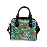 heliconia palm and monstera  leaves pattern Shoulder Handbag