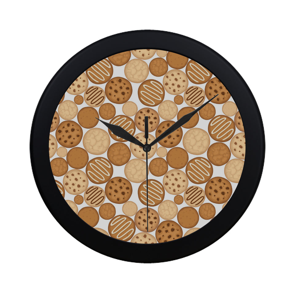 Various cookie pattern Elegant Black Wall Clock