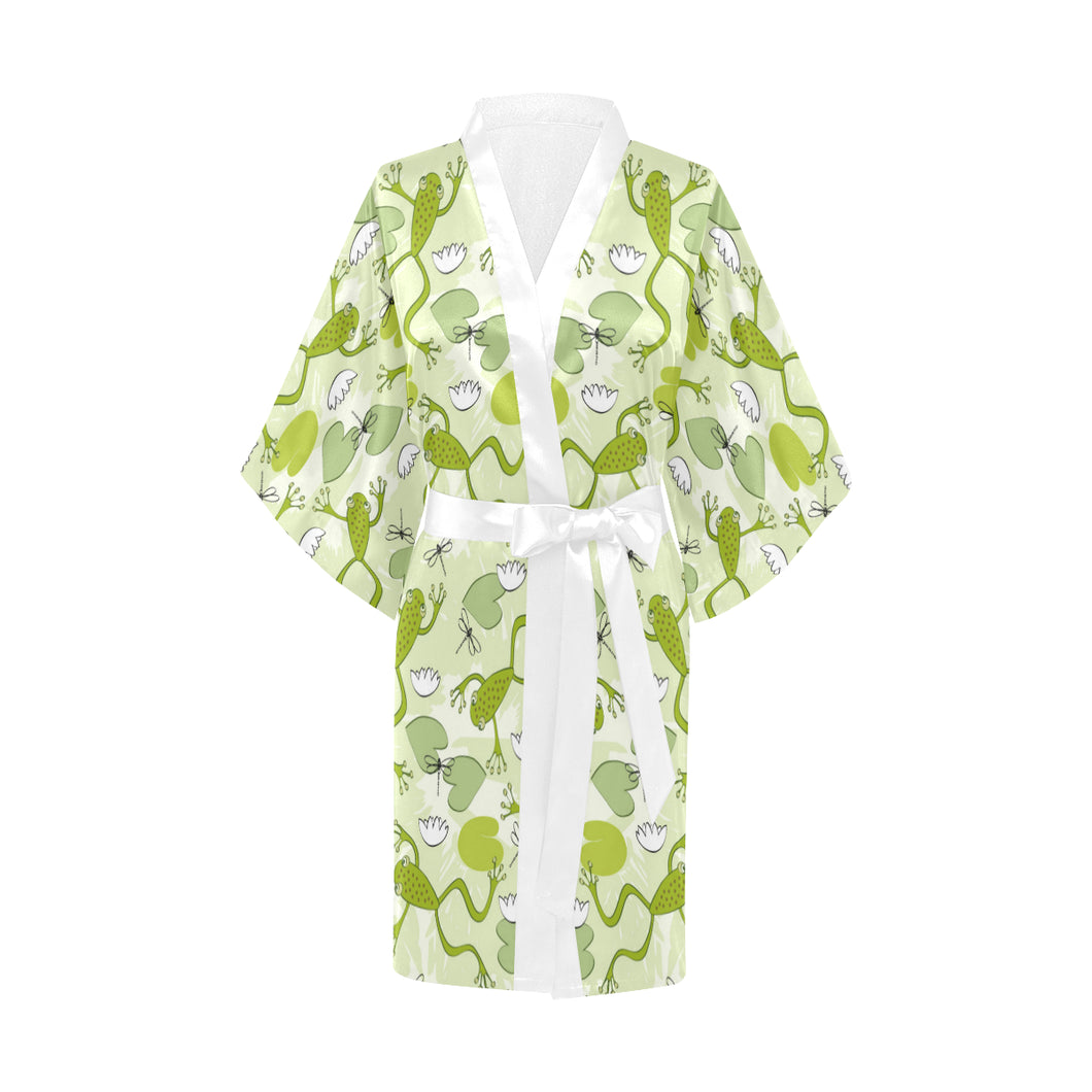 Cute frog dragonfly pattern Women's Short Kimono Robe