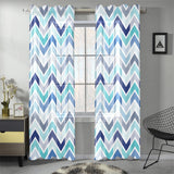 zigzag chevron blue pattern Gauze Curtain