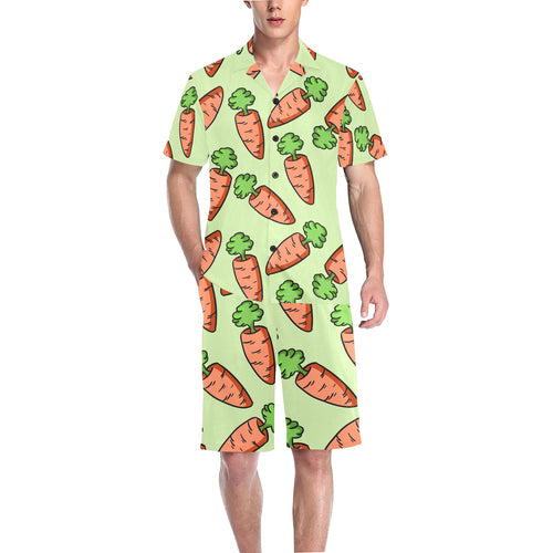 Carrot Pattern Print Design 05 Men's V-Neck Short Pajama Set