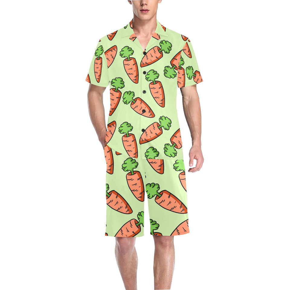 Carrot Pattern Print Design 05 Men's V-Neck Short Pajama Set