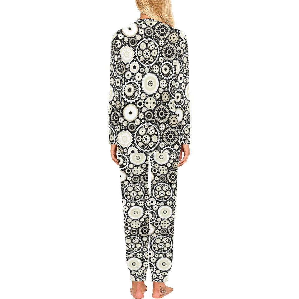 Gear Pattern Print Design 02 Women's All Over Print Pajama Set