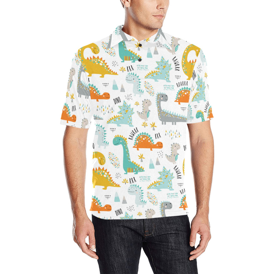 Cute funny kids dinosaurs pattern Men's All Over Print Polo Shirt